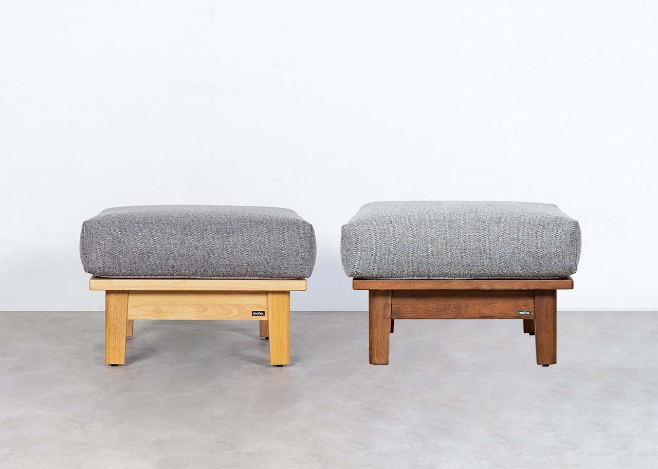 Ghế Đôn Sofa Gỗ Cao Su Tự Nhiên LE DECOR VLINE 601 Màu Xám Đậm có 2 màu