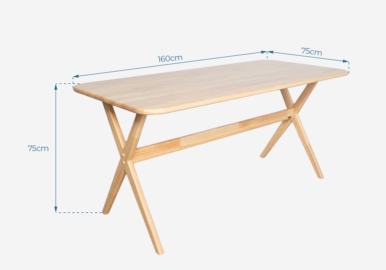 Bàn ăn gỗ VLINE cao 75cm đúng chuẩn