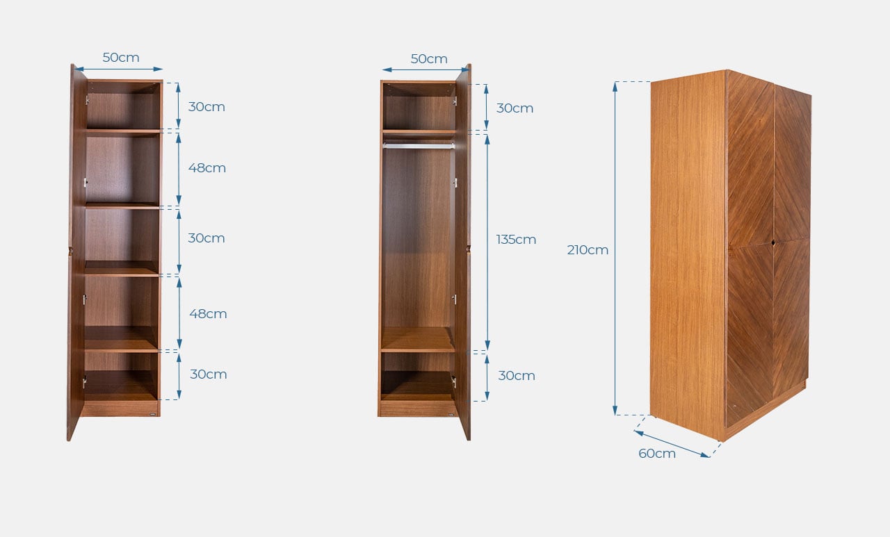 Kích thước Set Tủ Quần Áo Gỗ LE DECOR HOBRO 301 2 Cánh 4