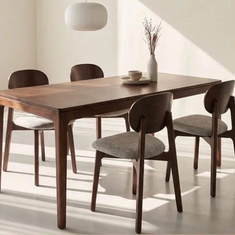 Bộ Bàn Ăn HOBRO 1m4 & 4 Ghế Ăn SERENA - Màu Nâu