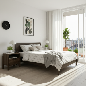 Giường Ngủ Gỗ Tràm DALUMD 301 Ver 2 Màu Nâu Hạnh Nhân