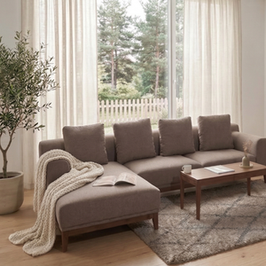 Combo Sofa Gỗ Cao Su Chữ L HOBRO ( Màu nâu, 2m7)