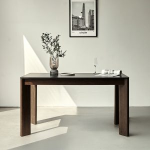 Bàn Ăn Gỗ Tự Nhiên SCANIA (Màu Nâu, Mặt Vân Đá, 140)