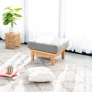 Ghế Đôn Sofa Gỗ Cao Su Tự Nhiên VLINE 601 Màu Xám Đậm